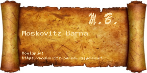 Moskovitz Barna névjegykártya